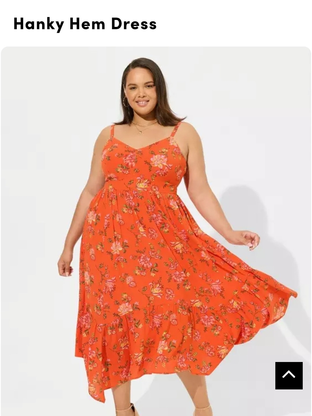 Torrid Washable Gauze Hanky Hem Maxi Dress - Ella Sketch Floral Mandarin Red 4x